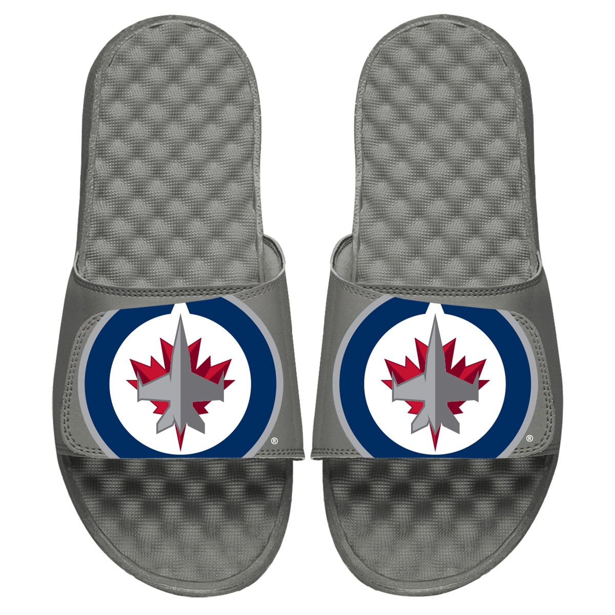 Men's ISlide Gray Winnipeg Jets Blown Up Logo Slide Sandals